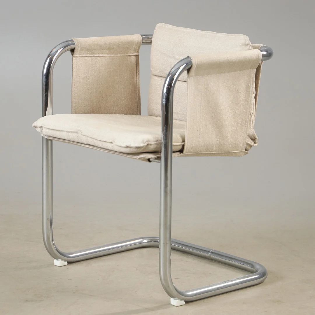TOMAS JELINEK. Karmstol, "Kadett", canvas och metall, IKEA. — Armchairs & Chairs — Helsingborgs Auktionskammare
