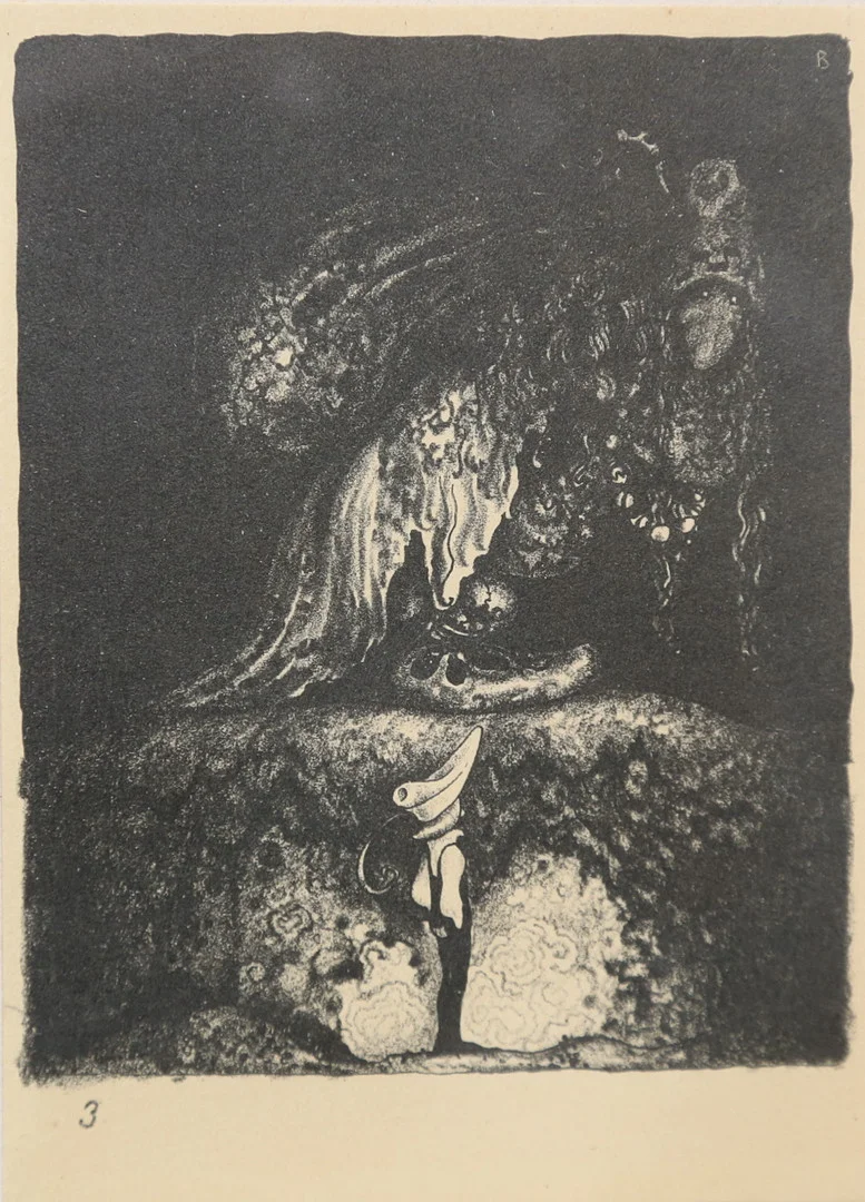 JOHN BAUER. "God kväll farbror sa pojken" ur "Troll", litografi. — Engravings & Prints — Gomér & Andersson Linköping