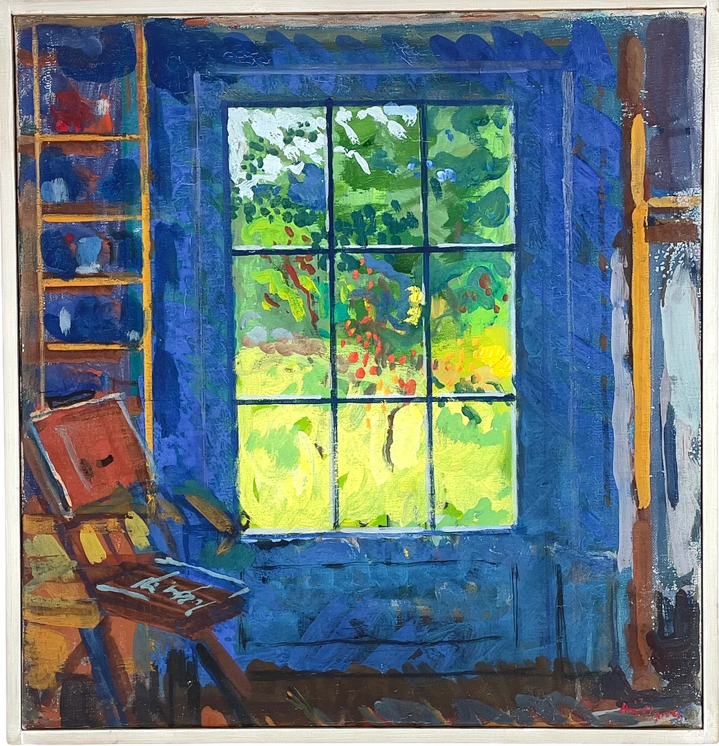INGVAR HÄLLGREN. "Inne och ute", olja på duk, signerad Hällgren & daterad -72. — Paintings — Roslagens Auktionsverk