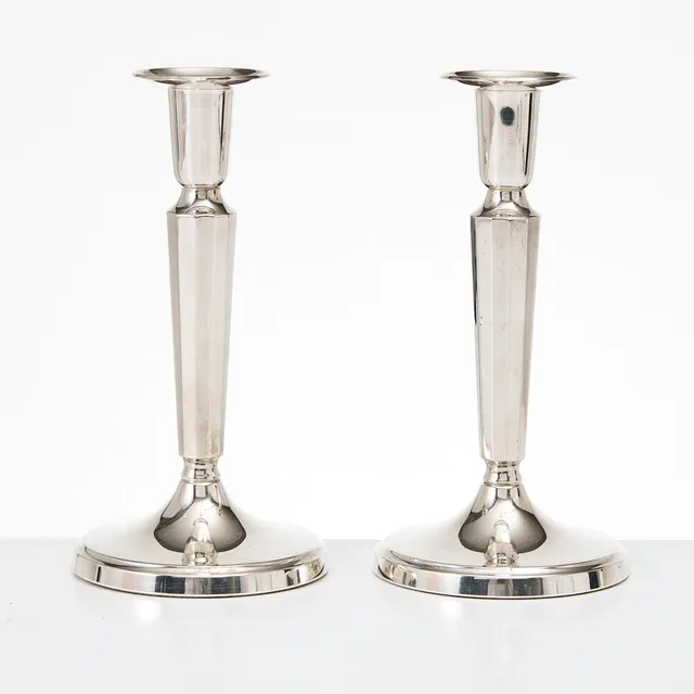 CESON. Ljusstakar, 1 par, silver, Göteborg 1990.