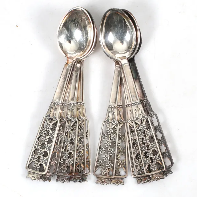 KAFFESKEDAR, 12 st, silver, Ceson, 1976. Vikt 169 gram.