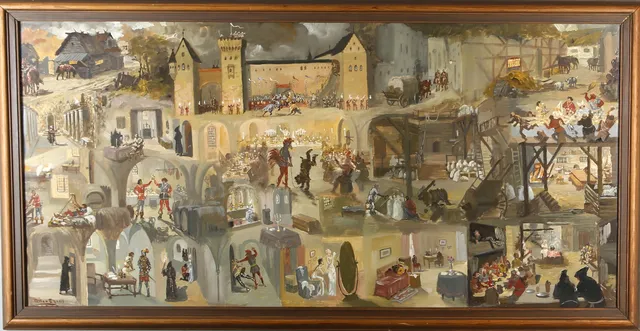 ALLAN EGNELL. Riddarsaga, gouache, signerad och daterad 1937.