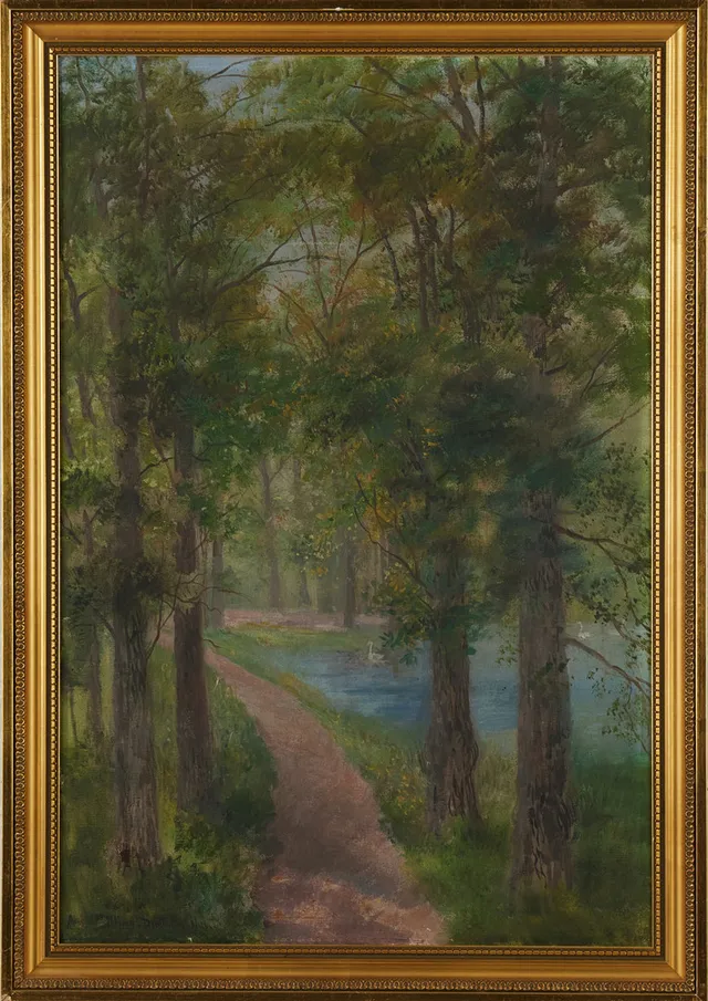 ANNA BILLING. Motiv från Drottningholm, signerad Anna Billing, olja på duk.