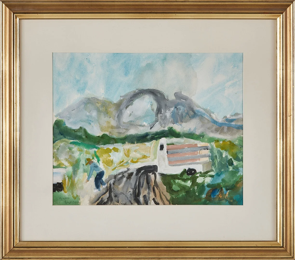 SVEN ERIXSON. man vid väg, akvarell på papper, otydligt signerad. — Paintings — Stockholms Auktionsverk Magasin 5