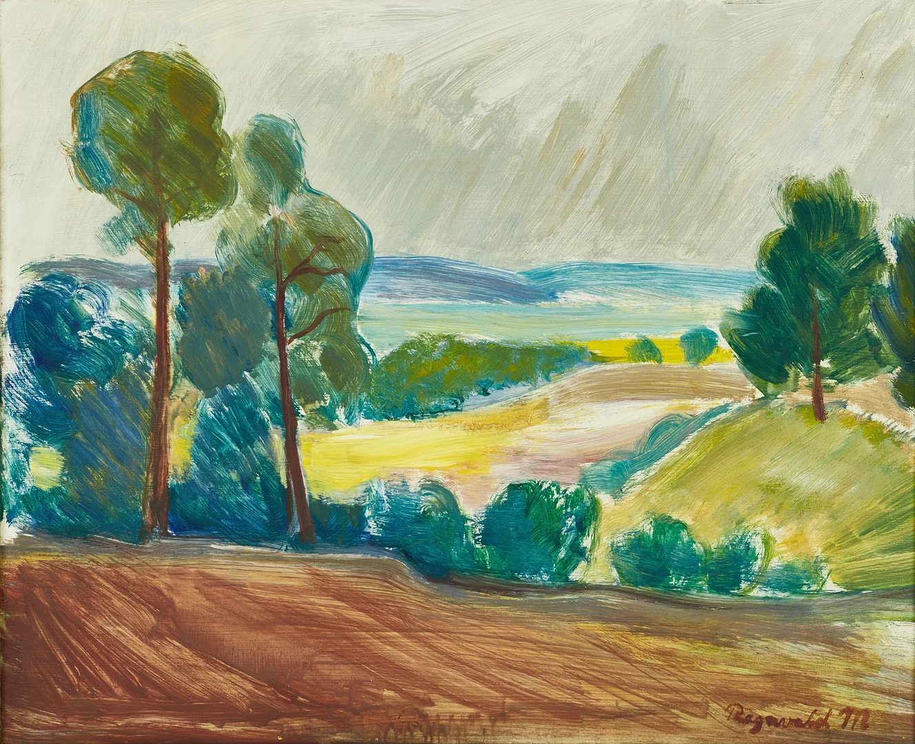 RAGNVALD MAGNUSSON (1904–1984). Landskap, signerad Ragnvald M, olja på pannå. — Paintings — Crafoord Auktioner Stockholm