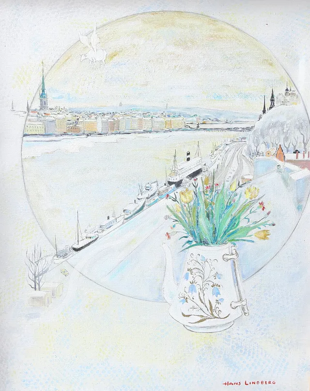 HANS LINDBERG. Olja på pannå, signerad.