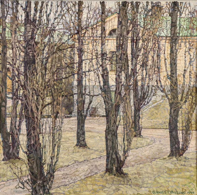 GUNHILD FRYKLUND (1882-1970). “A Collection of poplar alley” - Motif from Karlstad.