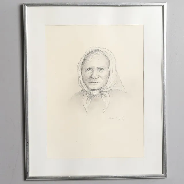 EINAR WALLQUIST. Teckning, "Porträtt av kvinna", signerad och daterad 83.