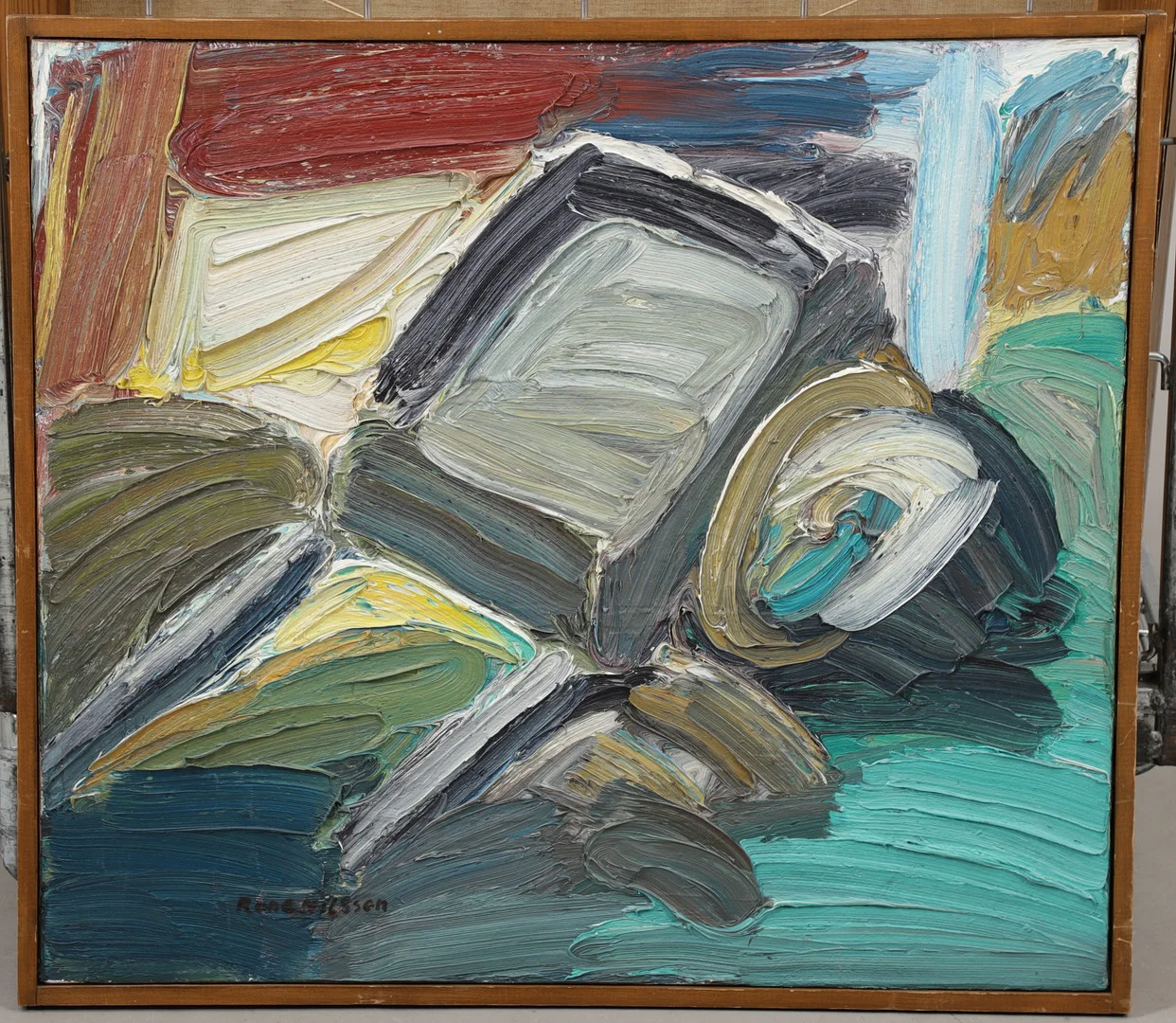 RUNE NILSSON. Måndagskänsla, olja på pannå, signerad. — Paintings — Växjö Auktionskammare