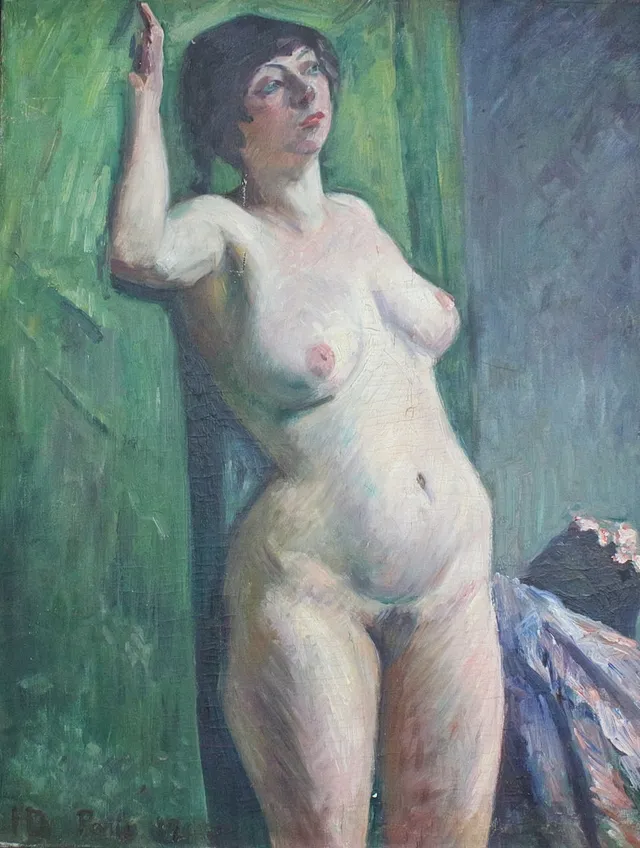 HERMANN DICK (1875-1955). Öl auf Leinwand, '' Weiblicher stehender Akt '', signiert.