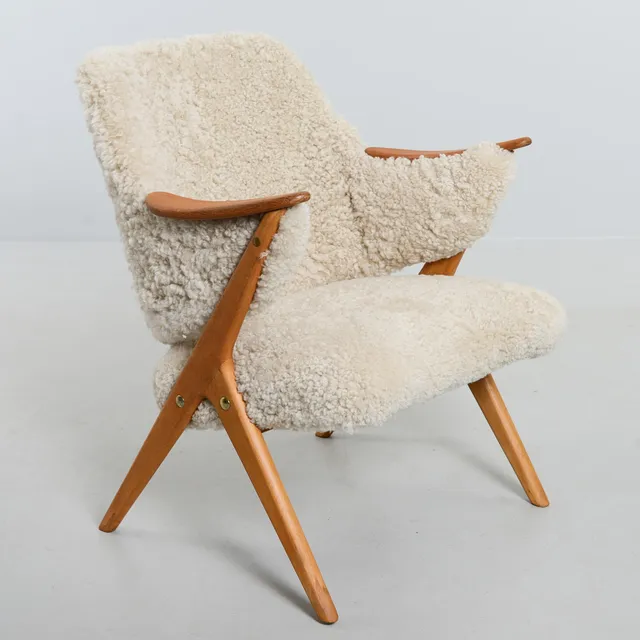 JON BRUNSTAD / ARNE VELL. Fåtölj, "Knoll", Hjalmar Brunstad Fabrikker AS, Norge, formgiven 1955.