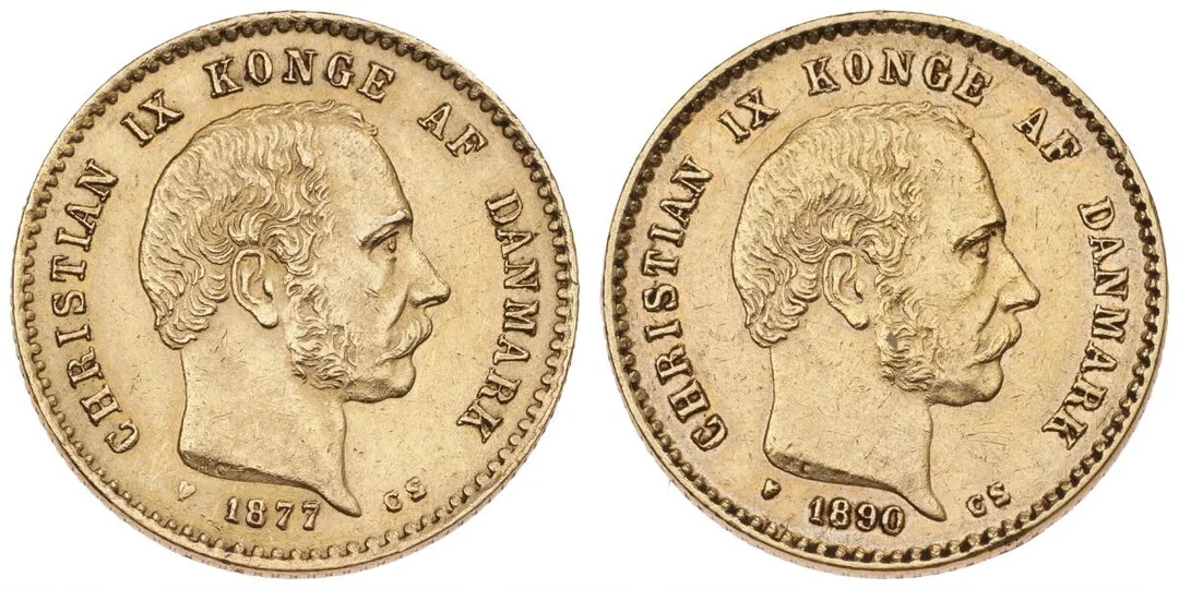10 kr 1877 CS, 1890 CS, H 9A, F 296, in total 2 pcs — Coins, Medals & Banknotes/Denmark/Christian IX, 1863–1906 — Bruun Rasmussen