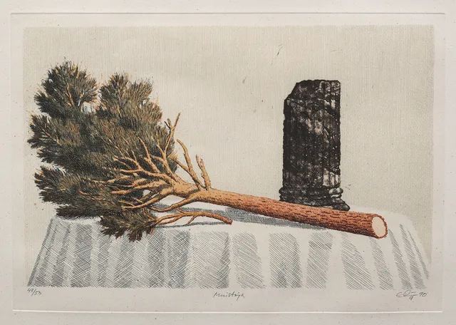ESA RIIPPA (1947 - ). "Muistoja". färgetsning nr 43/50, signerad och daterad -90.