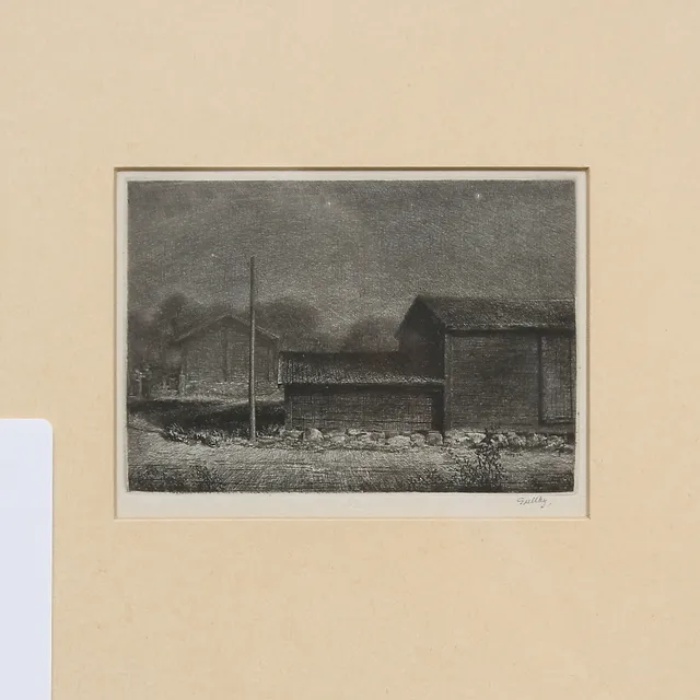 FOLKE GULLBY. "Sommarnatt". Etsning, 1940, signerad.