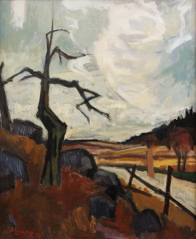 BERTIL LANDELIUS (1912-1985). Det nakna trädet, olja på duk, signerad.