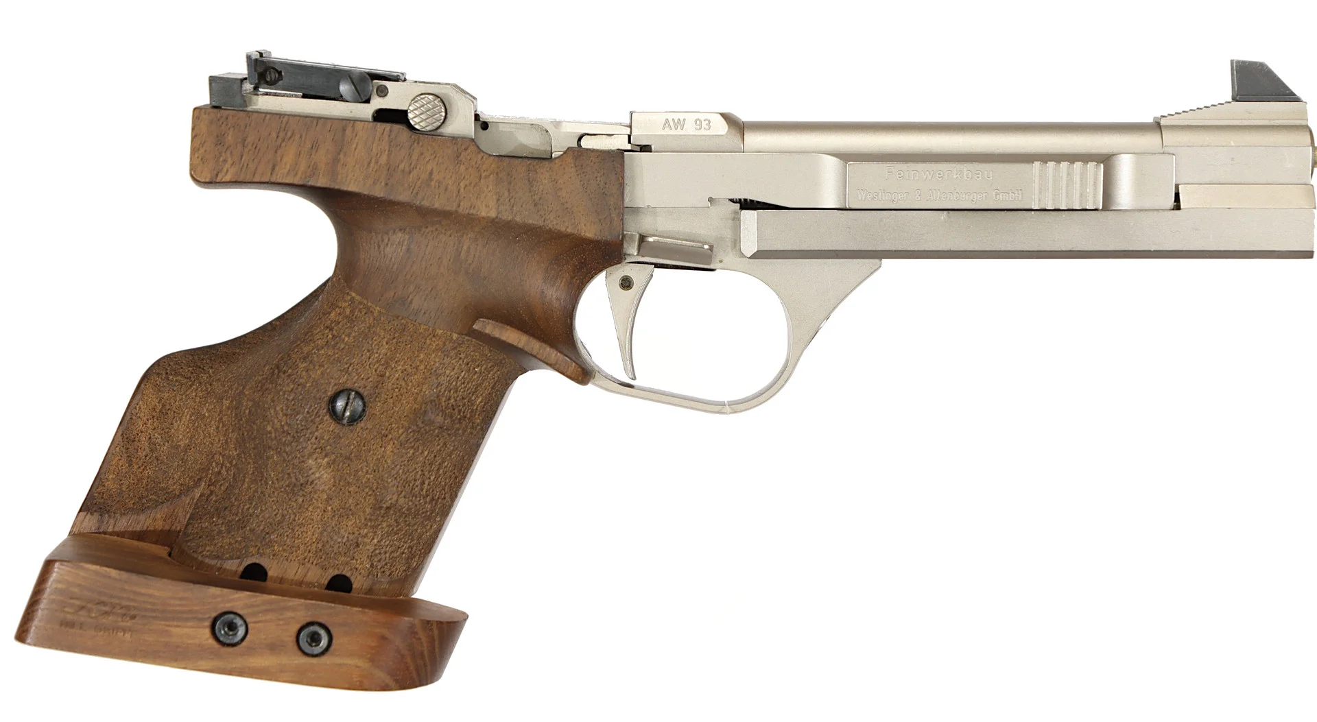 PISTOL, fabrikat Feinwerkbau, modell AW93, kaliber .22lr, tillv.nr 1537, se-nr SE1670114. — Pistols — Walter Borg