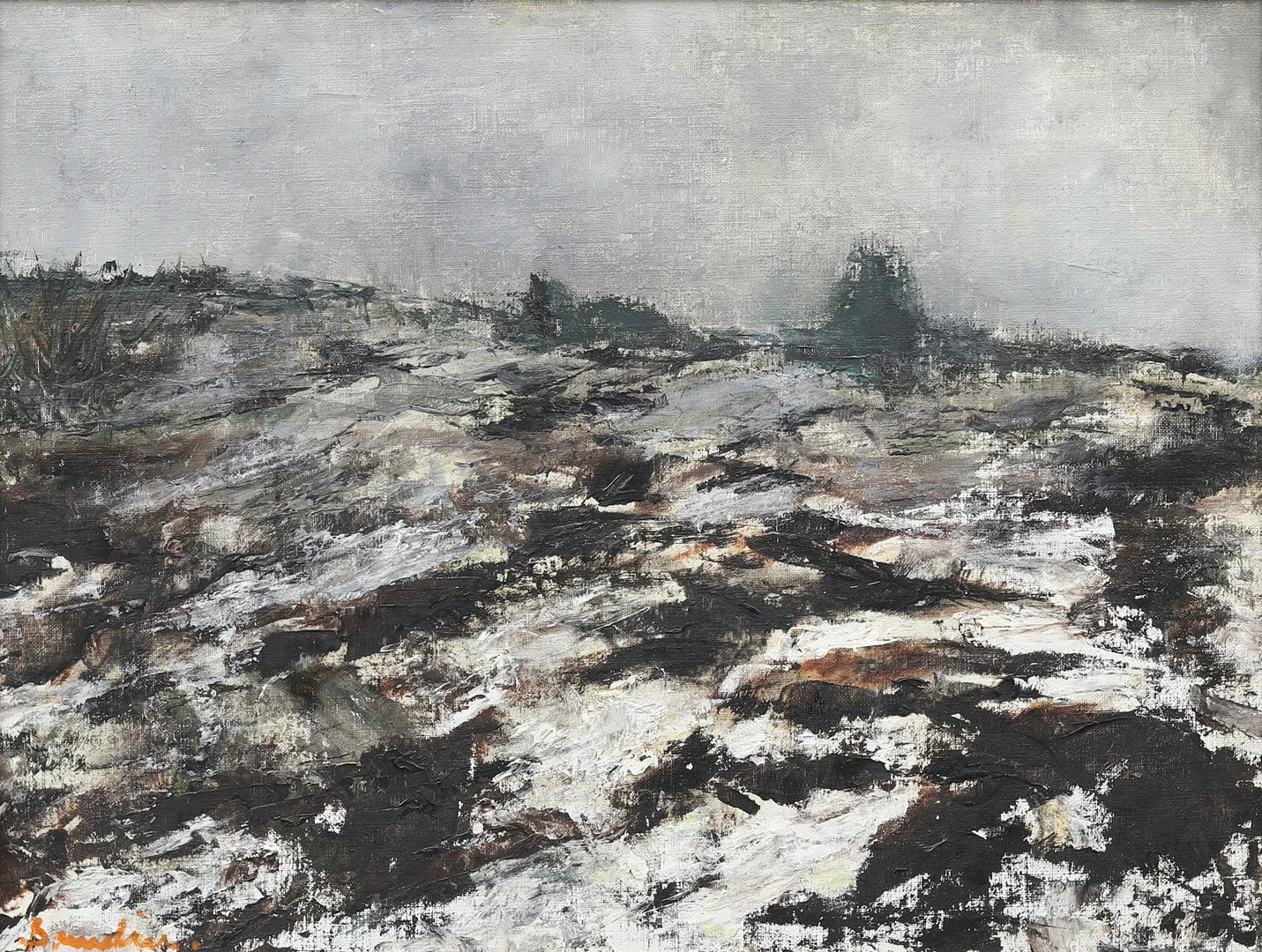 HANNA BRUNDIN (1914-2000). Vinterlandskap, olja på duk, signerad Brundin. — Paintings — Garpenhus Auktioner