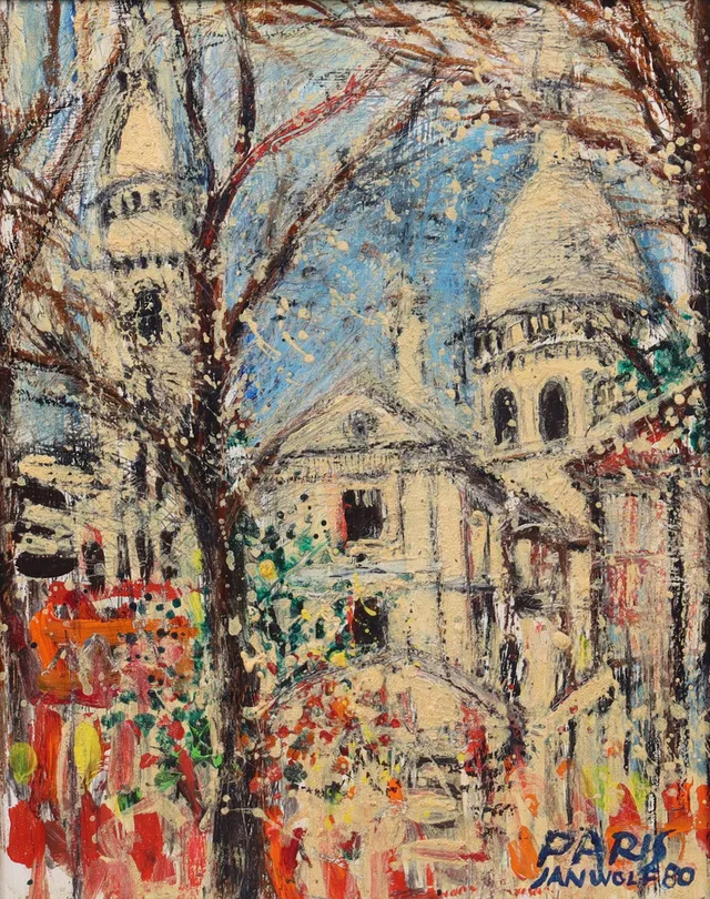 JAN WOLF. olja på pannå, "Paris".