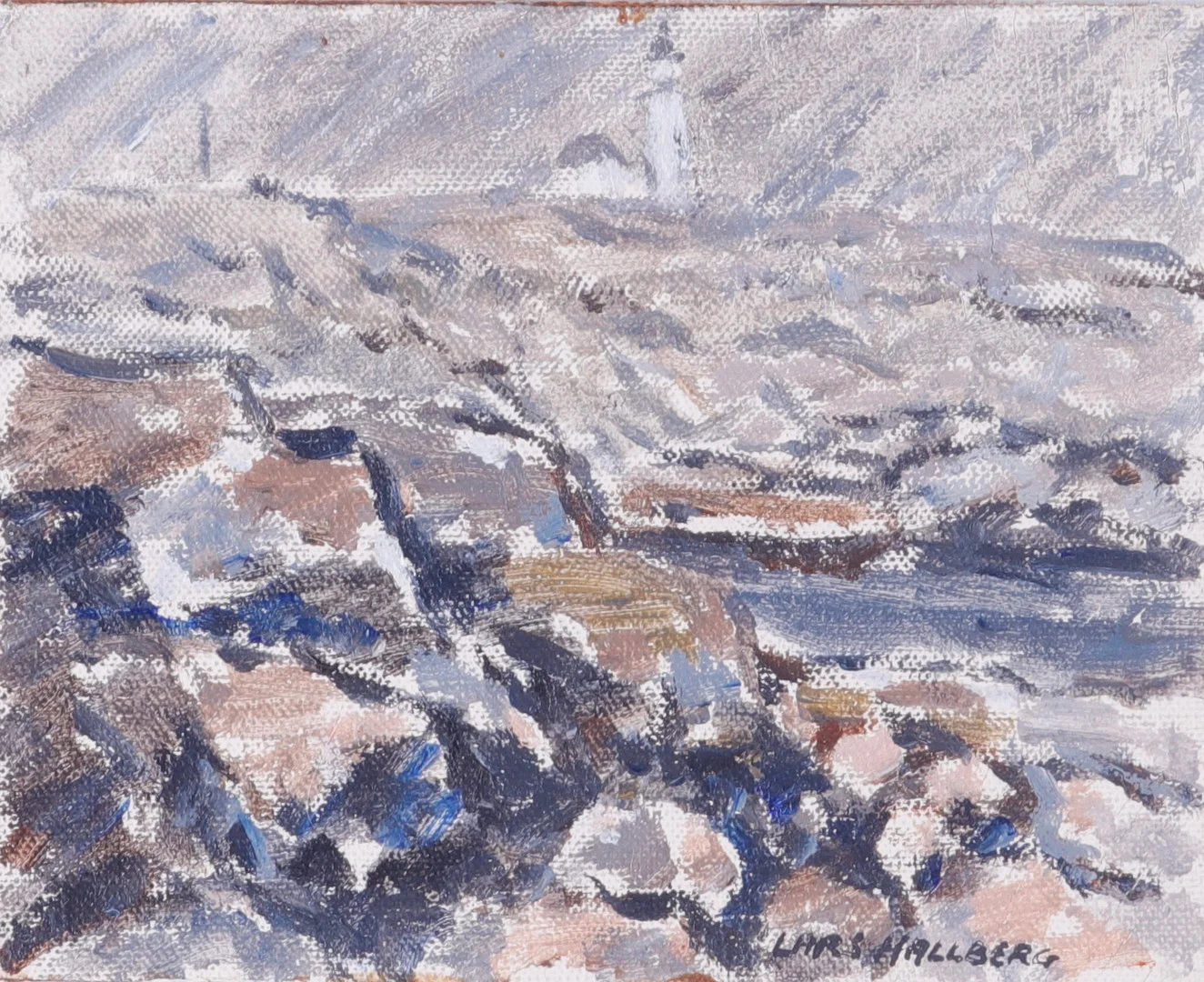 LARS HALLBERG. Olja på pannå. — Paintings — Halmstads Auktionskammare