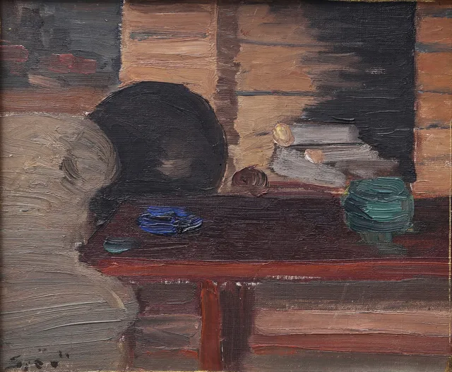 GUSTAF SJÖÖ. "Studie nr 2", olja på pannå, signerad.