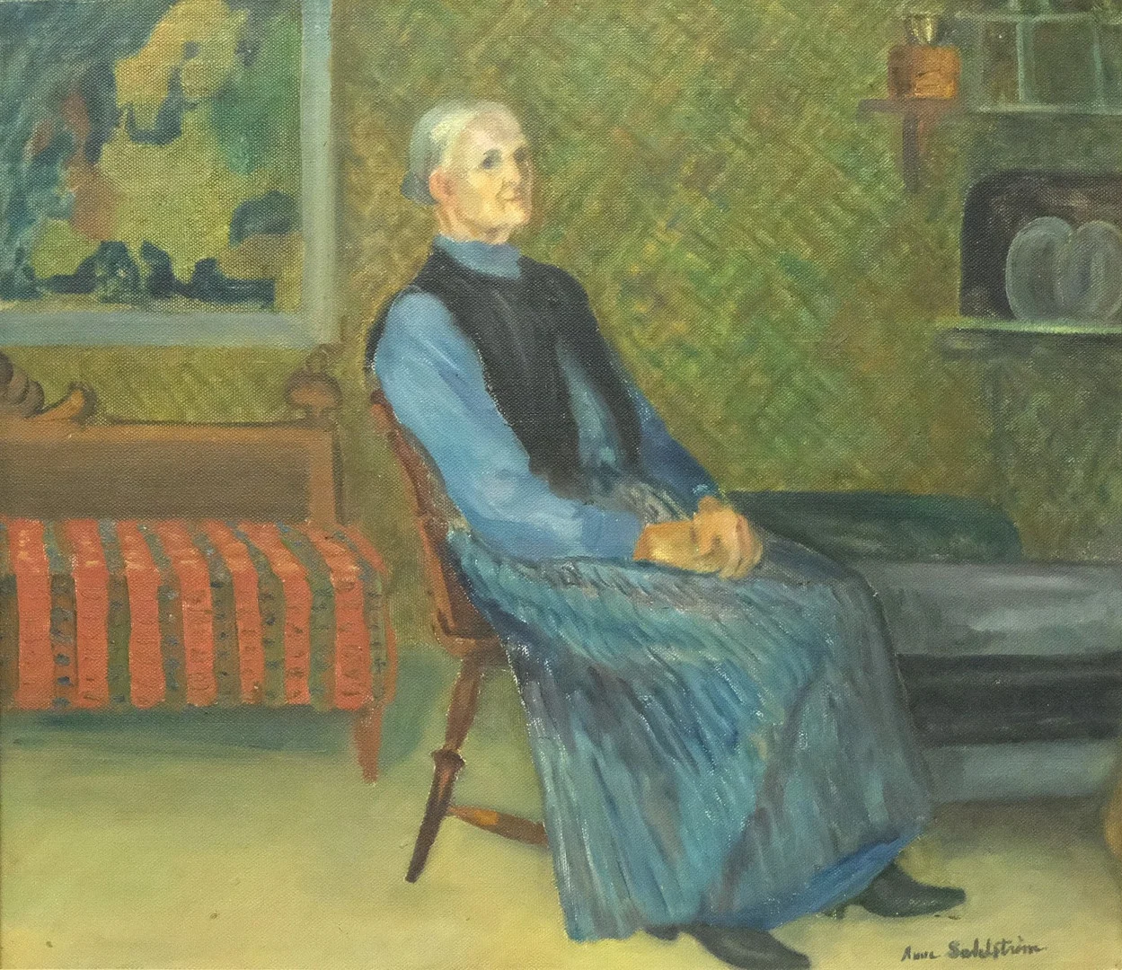 ANNA SAHLSTRÖM. OLJA PÅ DUK. HELPORTRÄTT. — Paintings — Björnssons Auktionskammare