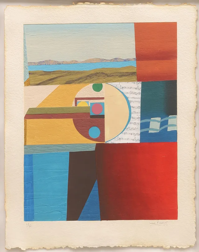 MAX PAPART. Carborundumetsning med collage, signerad och numrerad 38/90.