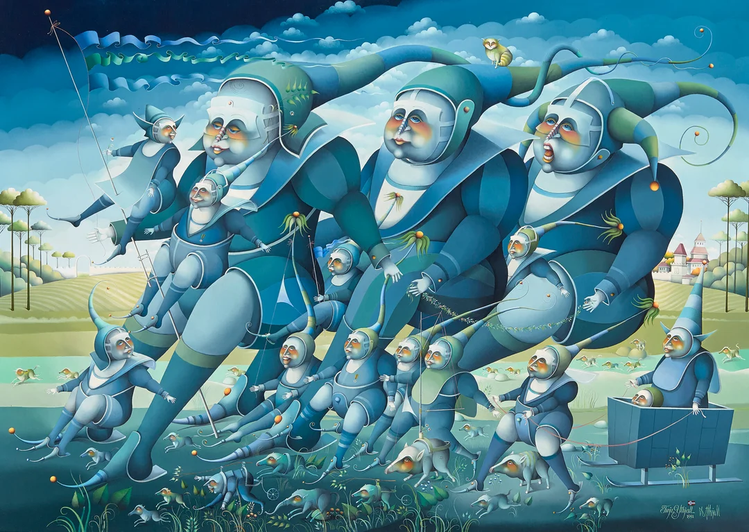Ythjall, Terje — "Opptog til fest" 1991 — Kunst/Maleri — Blomqvist