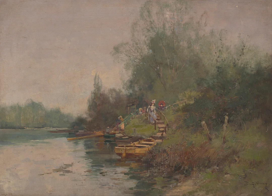 Galien Laloue, Eugène — Sommerdag ved vannet — Kunst/Maleri — Blomqvist
