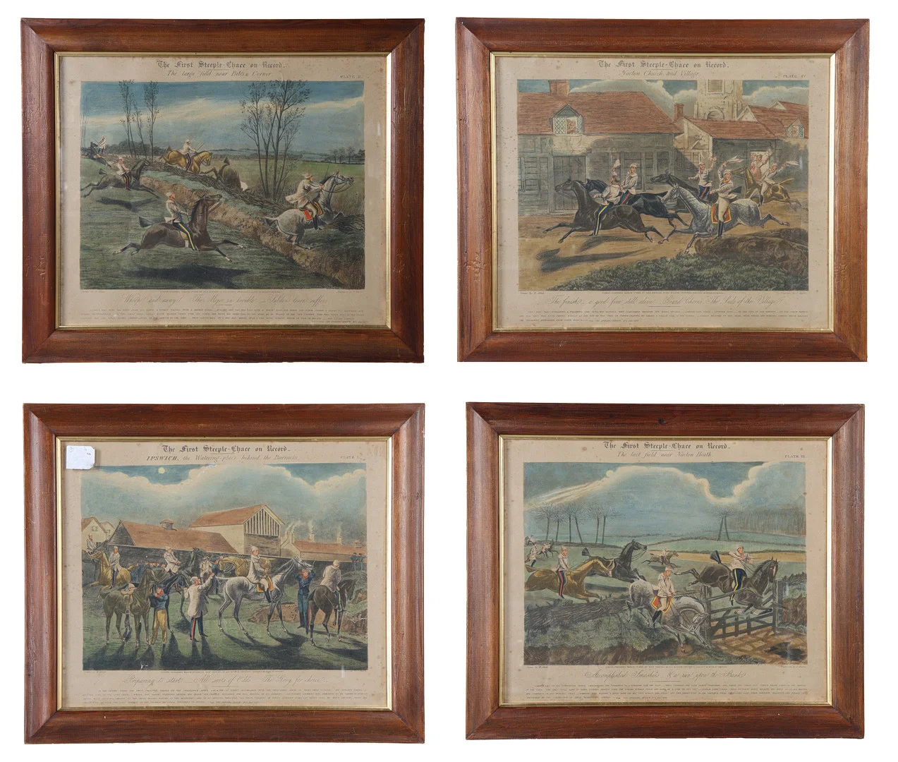 AFTER HENRY ALKEN, A SET OF FOUR 19TH CENTURY STEEPLE CHASE COLOURED ENGRAVINGS (4). — Engravings & Prints — Bishop & Miller