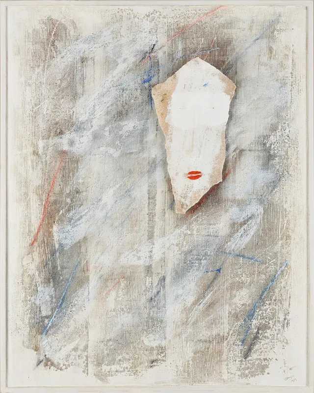 NILS GUNNAR ZANDER. Komposition keramikansikte i relief/olja, signerad och daterad 1989, pannå.