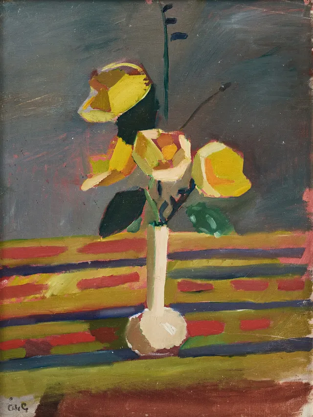 ÅKE GÖRANSSON. Yellow paper roses.