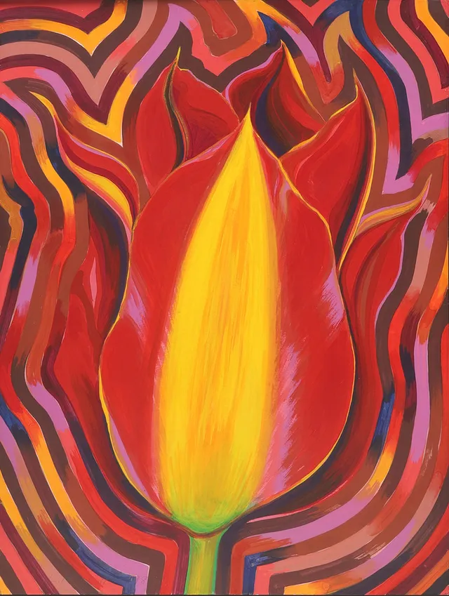 LOWELL NESBITT (USA 1933-1993). "Electric tulip", gouache, signerad och daterad 1980.
