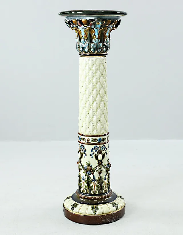 PIEDESTAL, kolonnform, majolika, Rörstrand, 18/1900-tal.