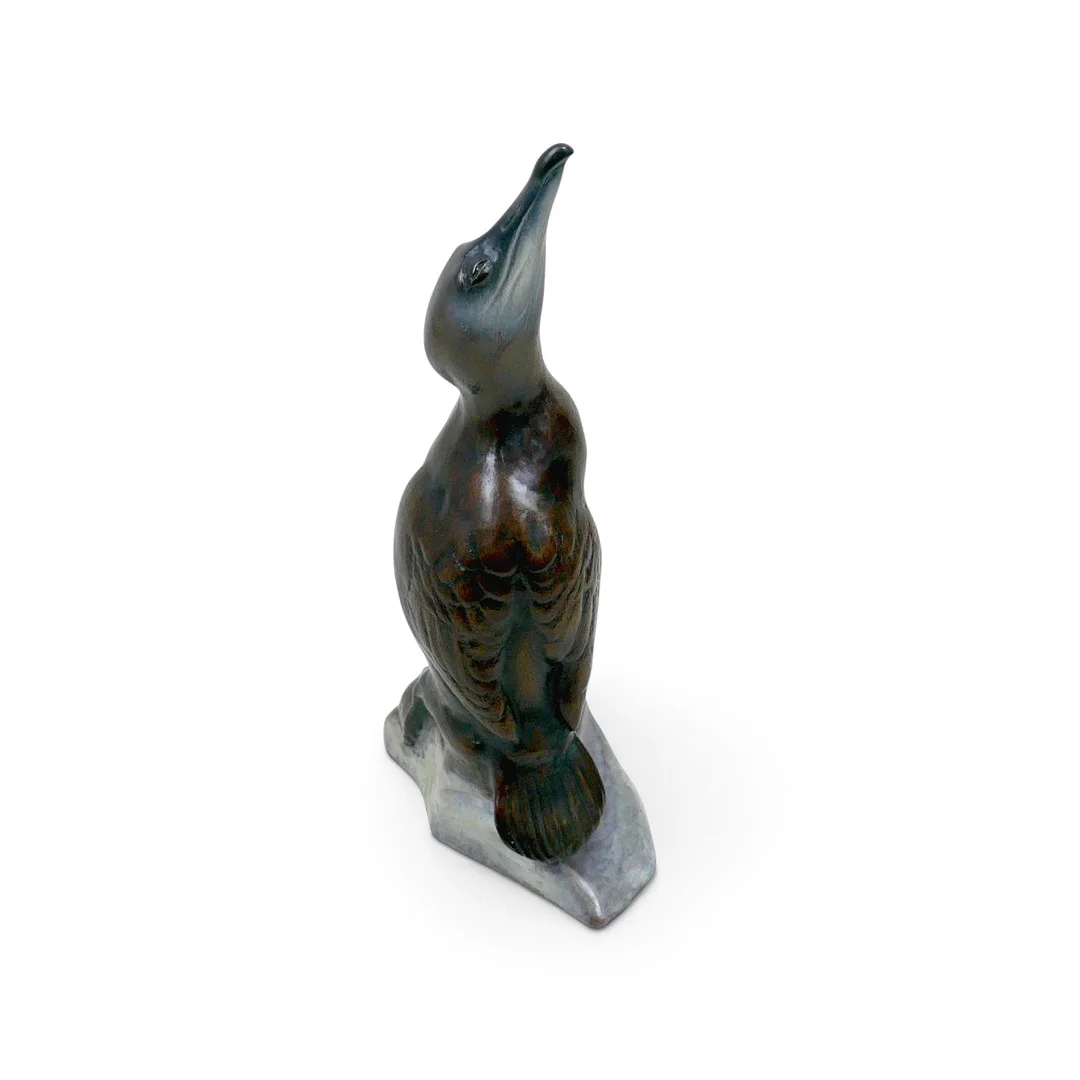 ANDREW GLASBY (BRITISH, B. 1970). A LIMITED EDITION BRONZE SCULPTURE OF A CORMORANT. — Sculptures & Bronzes — Batemans of Stamford