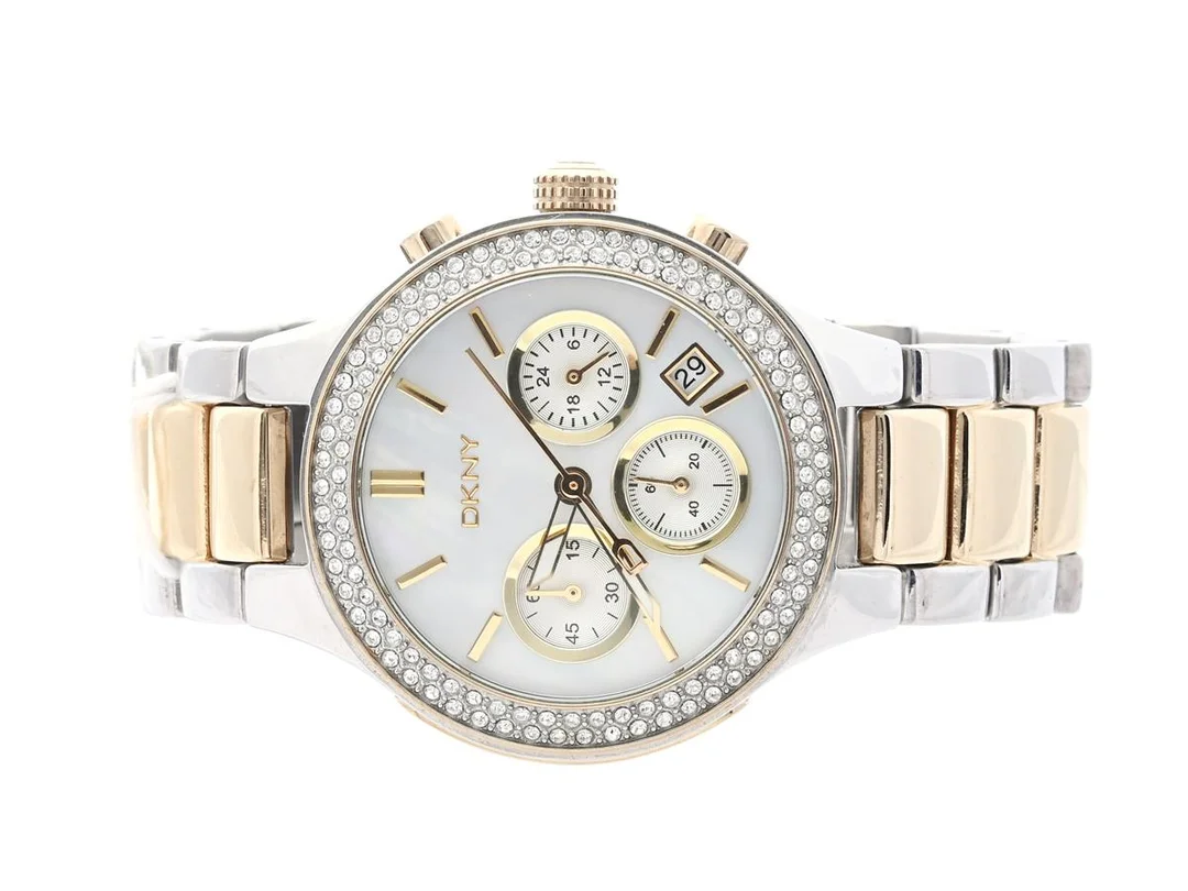 DKNY, stål, 40mm, quartz, datum, kronograf, refnr.NY-8279, serienr.251101, stålarmband, i box, med extra länkbitar — Klockor/DKNY — Kaplans