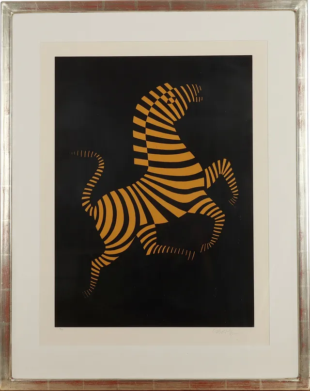 VICTOR VASARELY. 1906-1997. Färgserigrafi, zebra, 86,5 x 68,5 cm, numrerad 15/250, signerad.