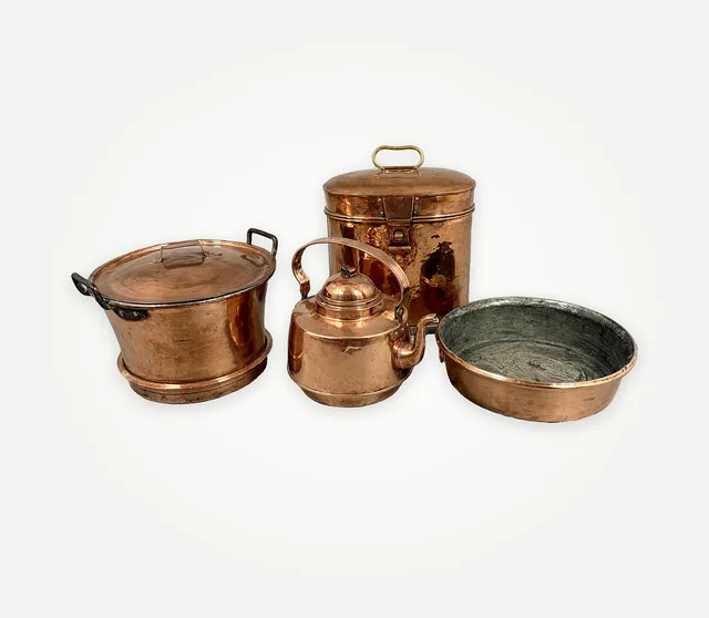 KOPPARFÖREMÅL, 4 delar, 18/1900-tal.
