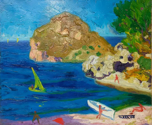 CASIMIR MARTÍNEZ TARRASSÓ. "SA CALOBRA". ÓLEO SOBRE LIENZO.