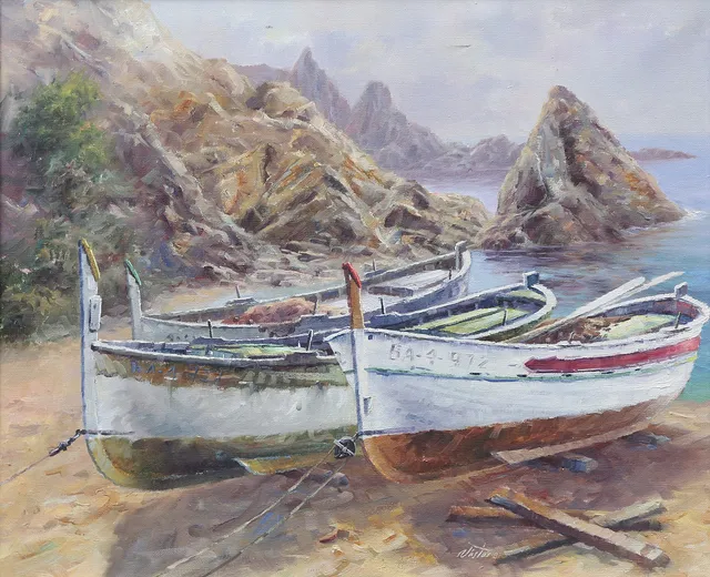 SPANISH SCHOOL, 20TH CENTURY. Boats.