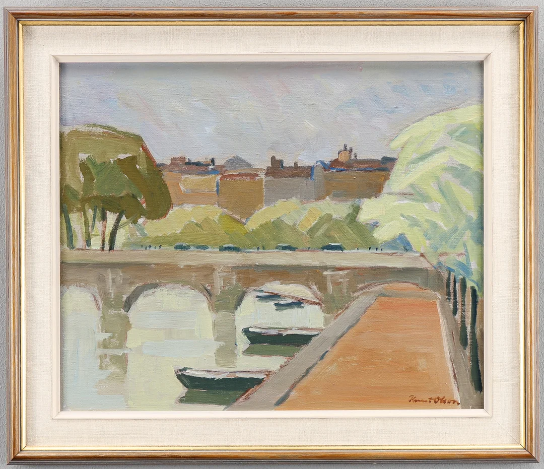 KNUT OLSON. Olja på pannå, signerad. — Paintings — Karlstad Hammarö Auktionsverk