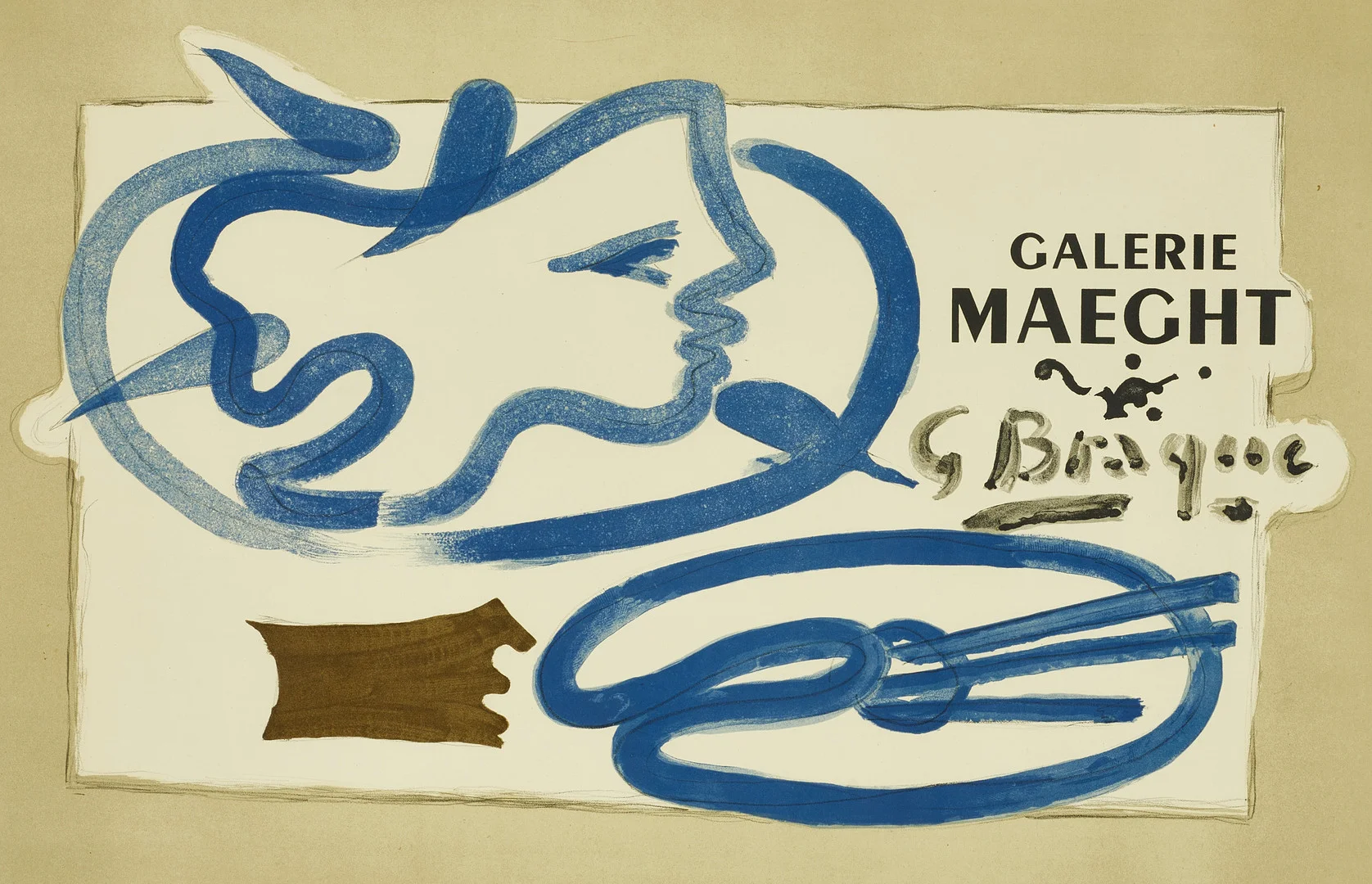 GEORGES BRAQUE (1882-1963). "Profile à la Palette", Galerie Maeght, färglitografi. — Engravings & Prints — Crafoord Auktioner Stockholm