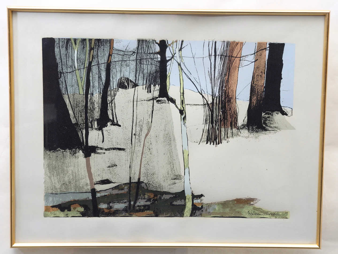 HÅKAN THORSÉN. Skogsbild. Färglitografi, signerad och numrerad. — Engravings & Prints — Falun Auktionsbyrå