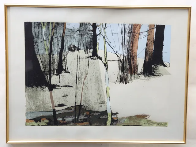 HÅKAN THORSÉN. Skogsbild. Färglitografi, signerad och numrerad.