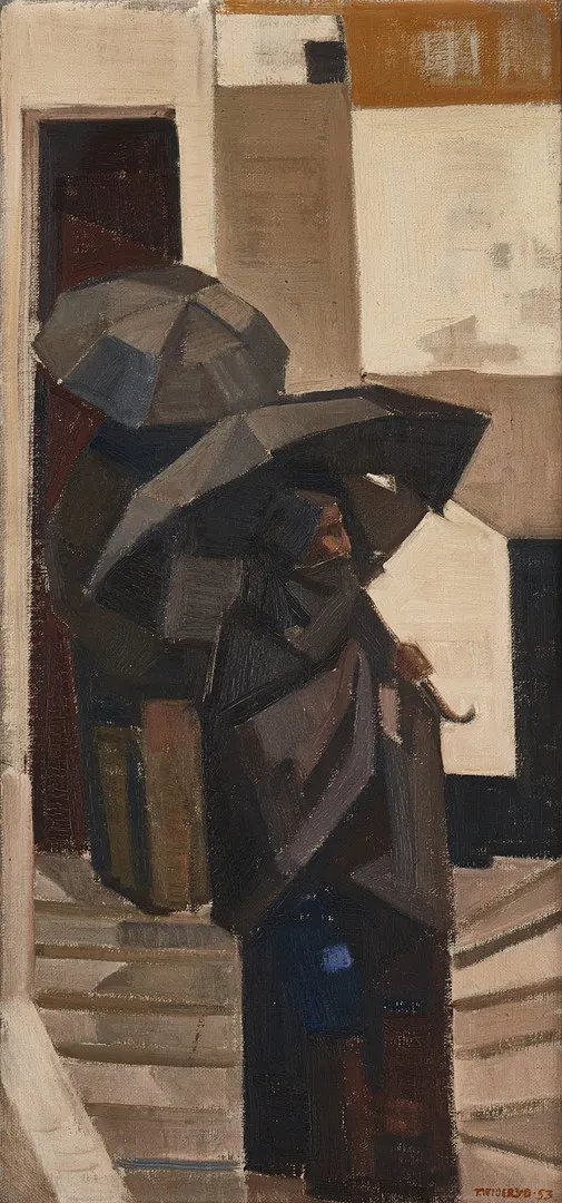 TORE WIDERYD (1908–1992). Kvinnor med parasoll, signerad, olja på duk.