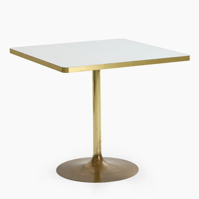 CAFÉBORD, skiva med vitt laminat, fot samt skivans list i metall, 2000-tal.