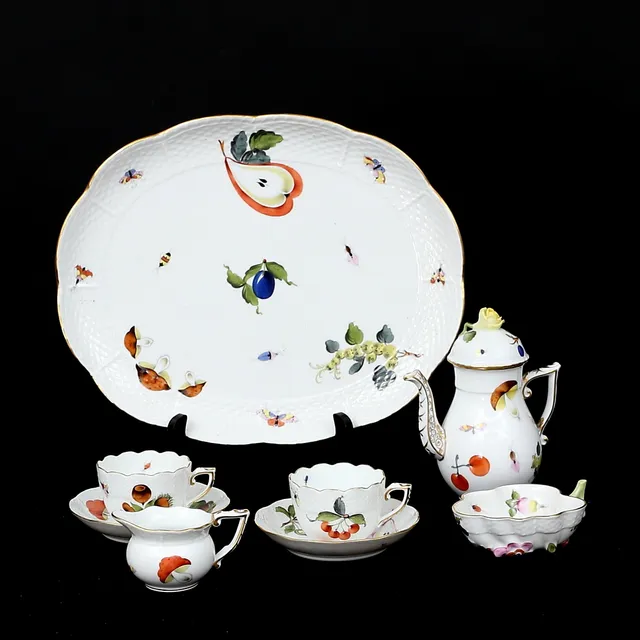 SERVISDELAR, 6 st, porslin, Herend, Ungern.