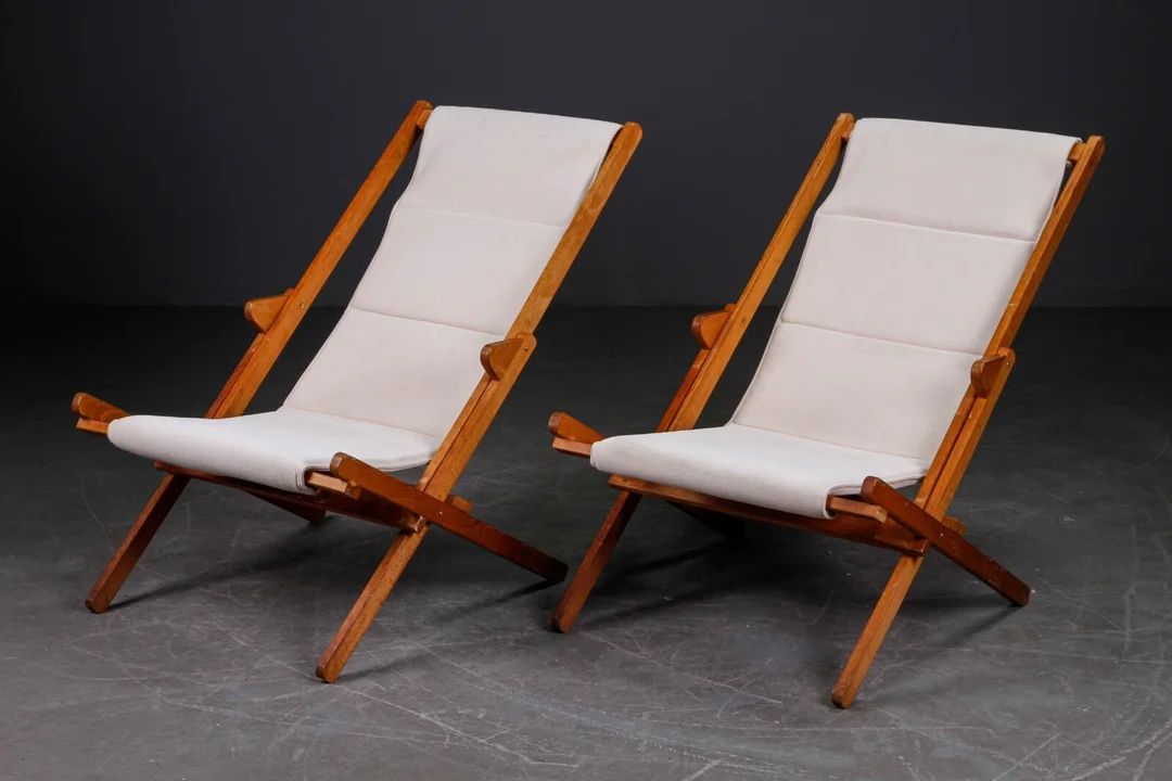 Par dækstole af bøgetræ (2) — Home and garden/Garden furniture — Lauritz