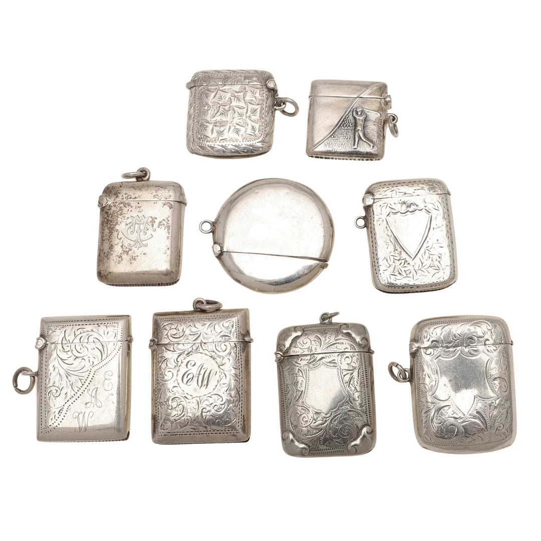 EIGHT VARIOUS VESTA CASES. — Silver — Lawrences Auctioneers
