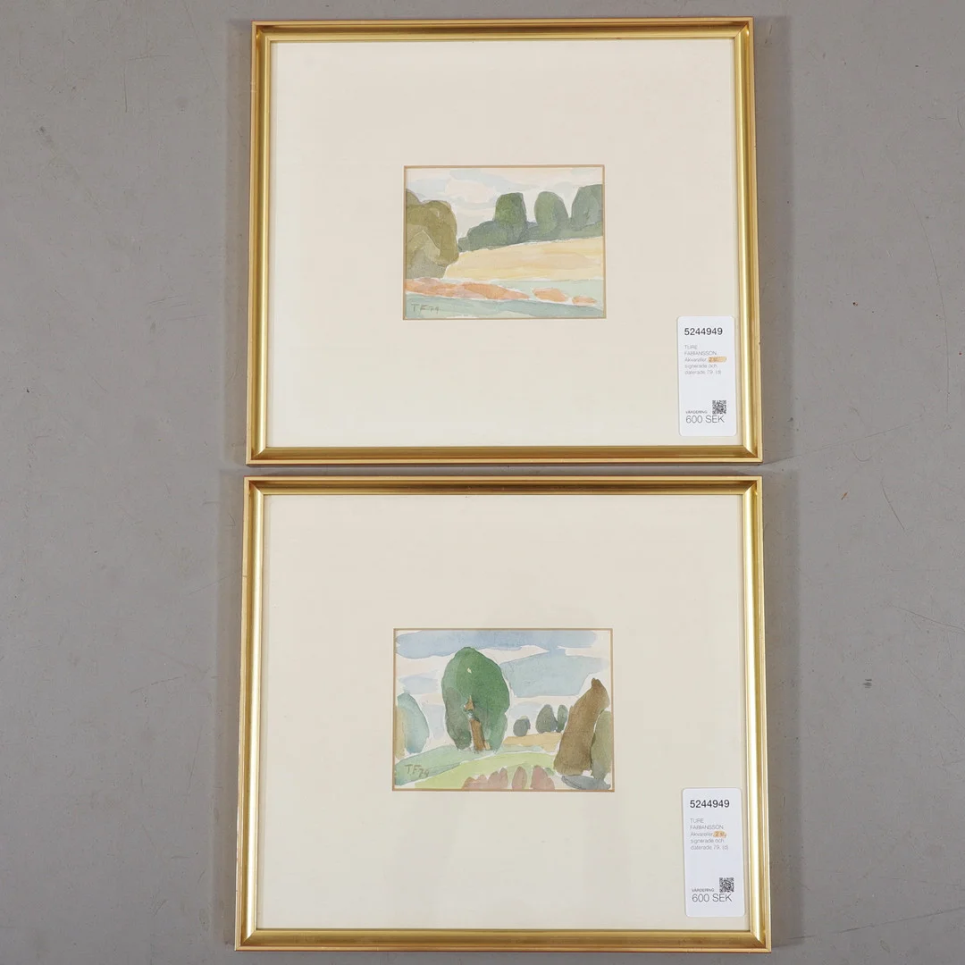 TURE FABIANSSON. Akvareller, 2 st, signerade och daterade 79. — Paintings — Växjö Auktionskammare