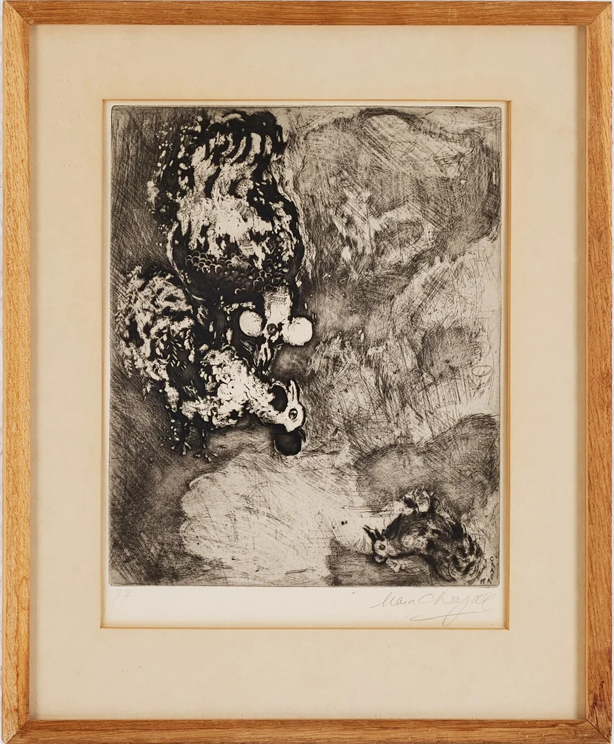 MARC CHAGALL. "Les deux Coqs", ur "Les Fables de la Fontaine". — Engravings & Prints — Stockholms Auktionsverk Magasin 5
